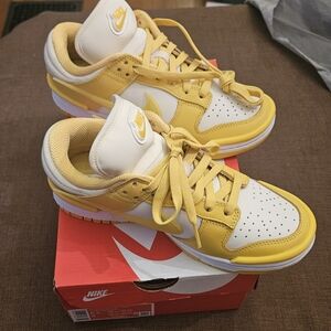 Nike Yellow and White Dunks Sneakers